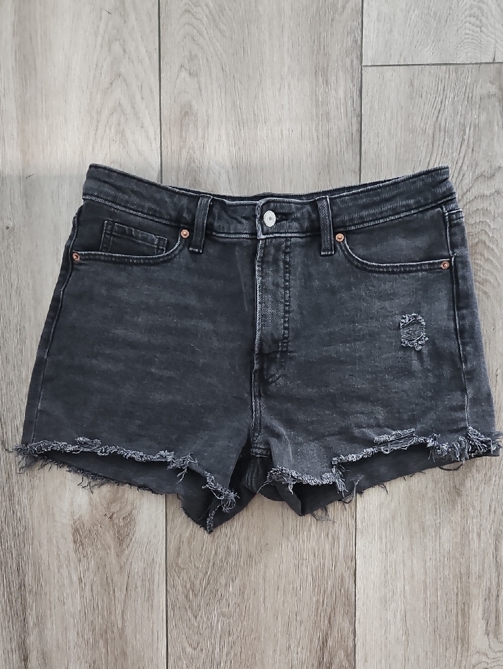 Old Navy Black Washed Distressed Denim Shorts
